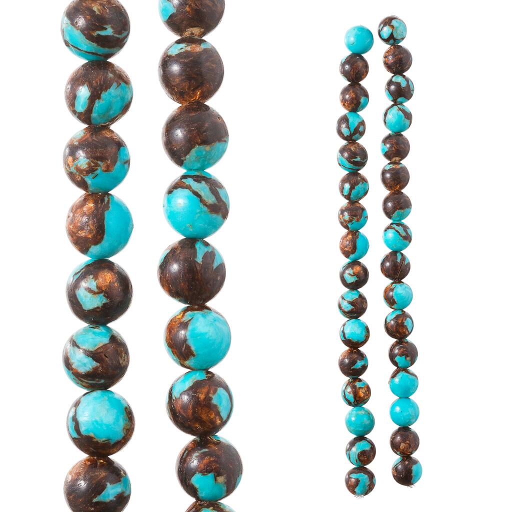 24 Round 8 mm Turquoise Bead and Link Necklace